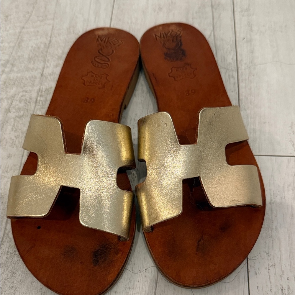 Gold Slide Sandals